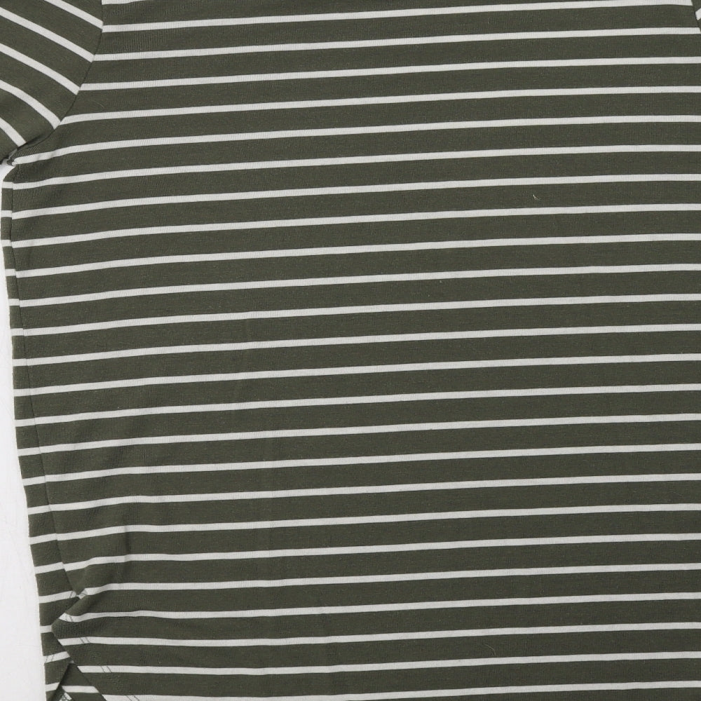 Primark Womens Green Striped Polyester T-Shirt Dress  Size M  Crew Neck  - Hello Weekend