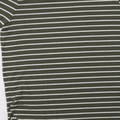 Primark Womens Green Striped Polyester T-Shirt Dress  Size M  Crew Neck  - Hello Weekend