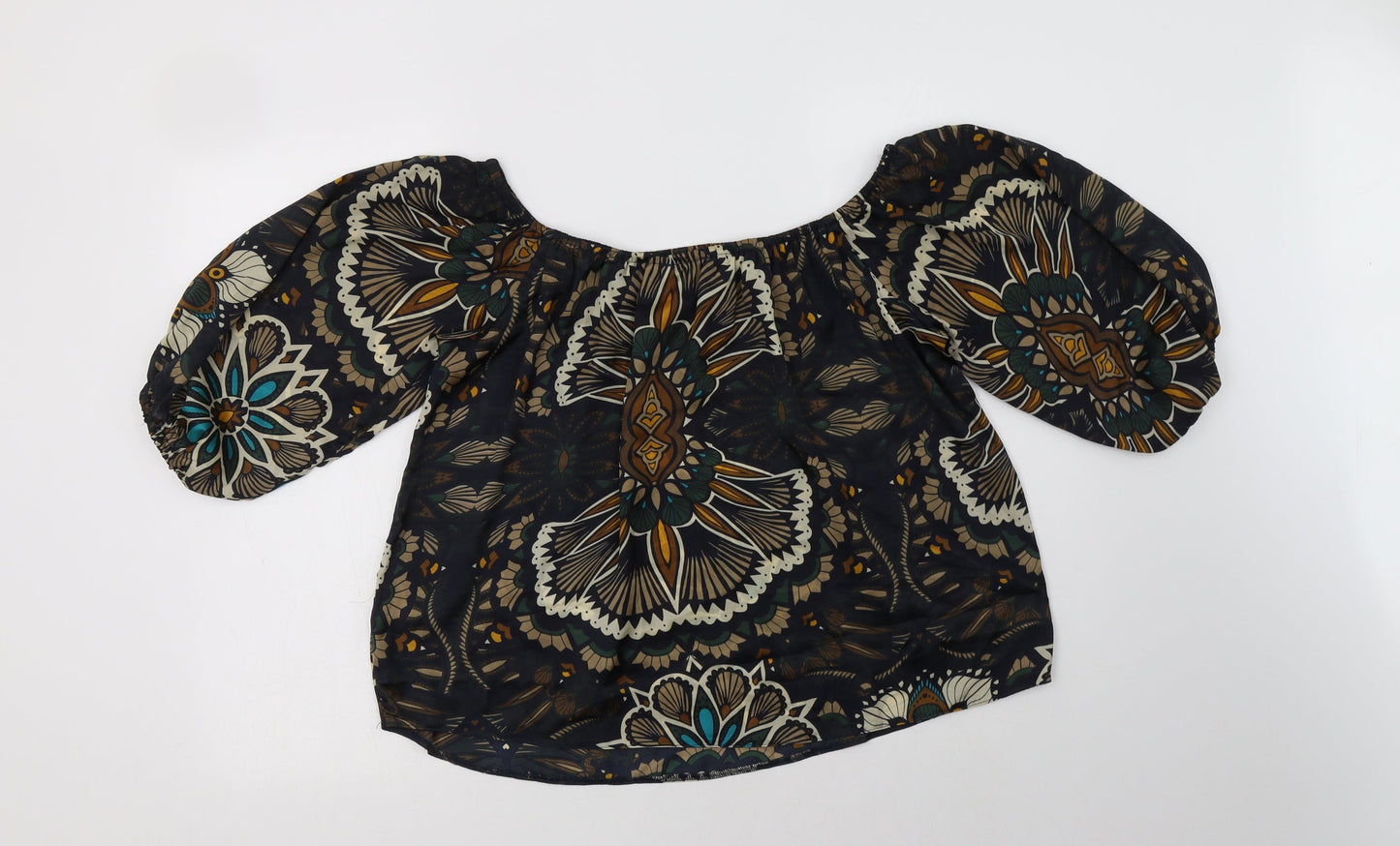 AX Paris Womens Black Floral Polyester Basic Blouse Size 8 Off the Shoulder