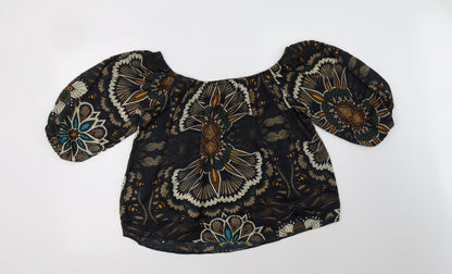 AX Paris Womens Black Floral Polyester Basic Blouse Size 8 Off the Shoulder