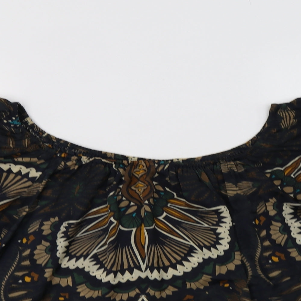 AX Paris Womens Black Floral Polyester Basic Blouse Size 8 Off the Shoulder