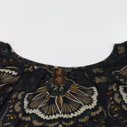 AX Paris Womens Black Floral Polyester Basic Blouse Size 8 Off the Shoulder