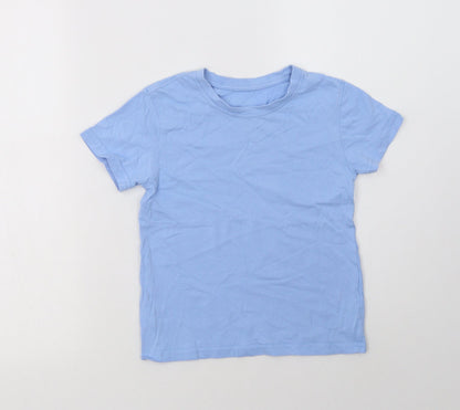 George Boys Blue  Cotton Basic T-Shirt Size 6-7 Years Crew Neck  - School Wear