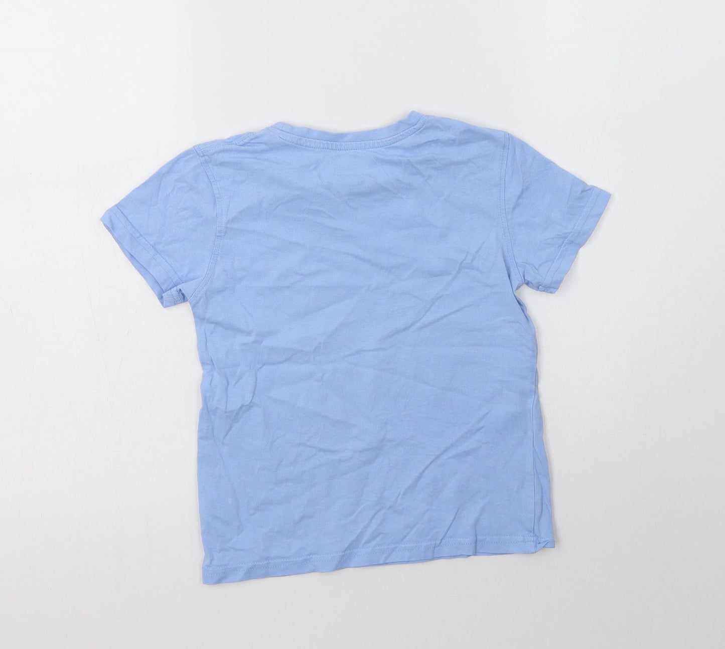 George Boys Blue  Cotton Basic T-Shirt Size 6-7 Years Crew Neck  - School Wear