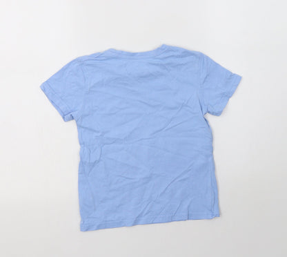 George Boys Blue  Cotton Basic T-Shirt Size 6-7 Years Crew Neck  - School Wear