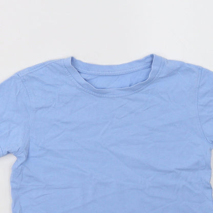 George Boys Blue  Cotton Basic T-Shirt Size 6-7 Years Crew Neck  - School Wear