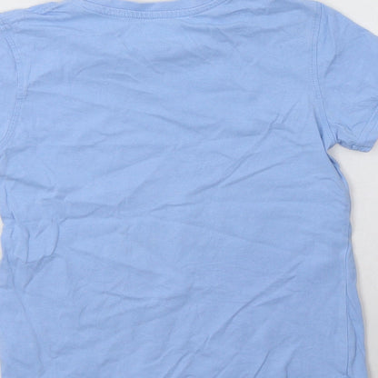 George Boys Blue  Cotton Basic T-Shirt Size 6-7 Years Crew Neck  - School Wear