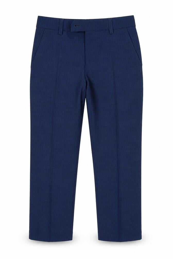 Front view of Next boys’ blue wool dress pants trousers, size 9, months regular