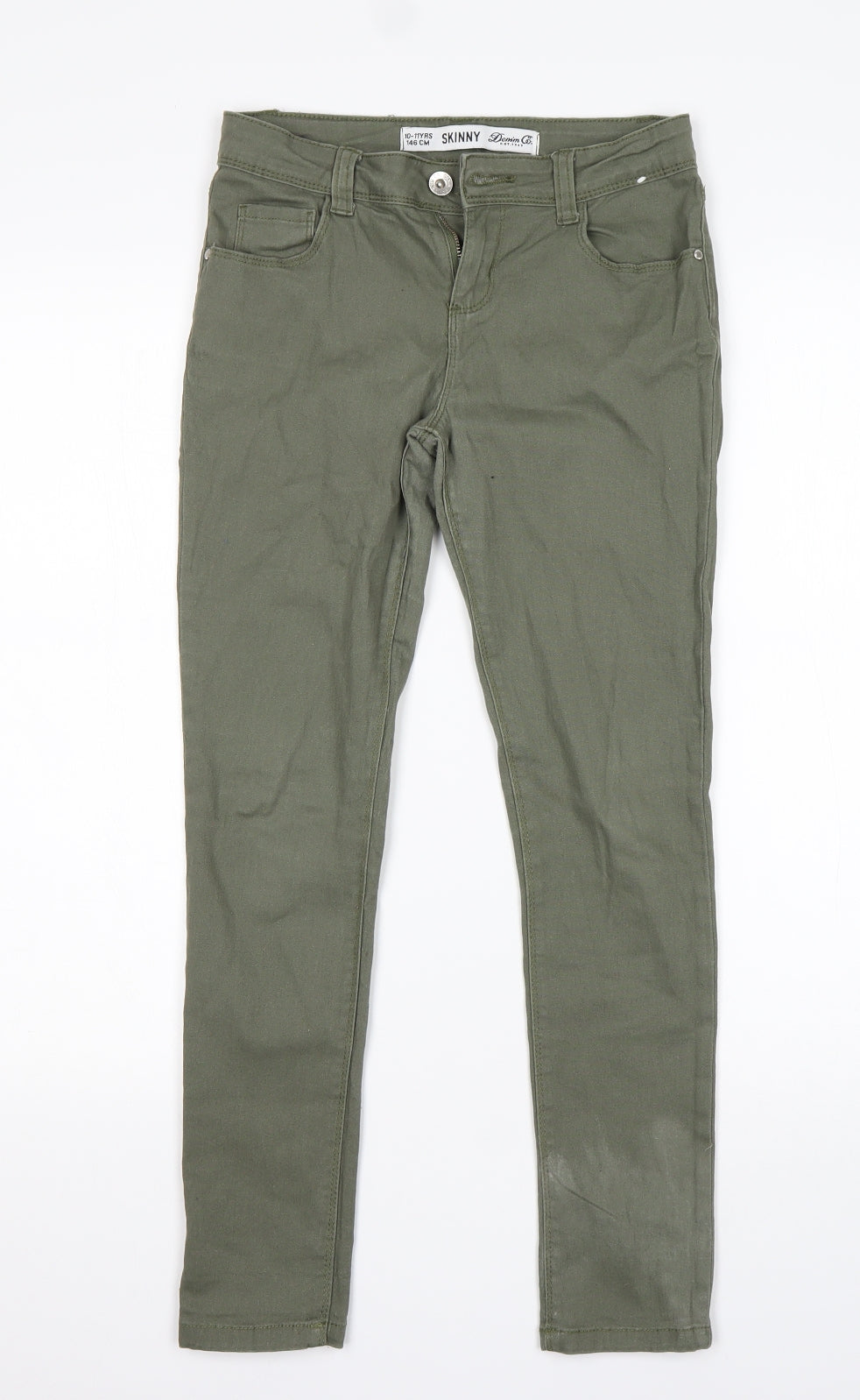 Denim Co Girls Green  Cotton Skinny Jeans Size 10-11 Years  Regular