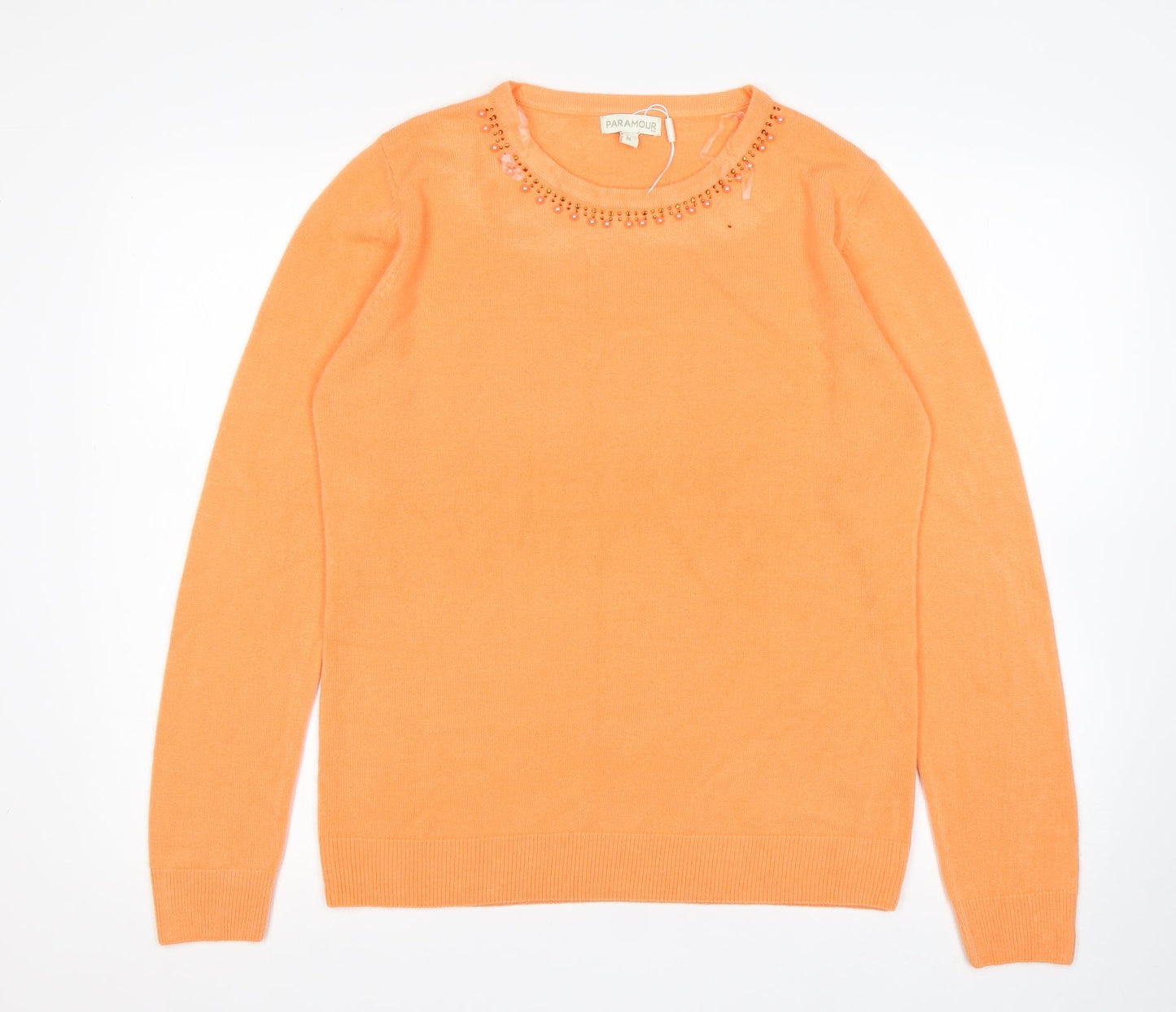 Womens UK Size M Paramour Orange Pullover Jumper
