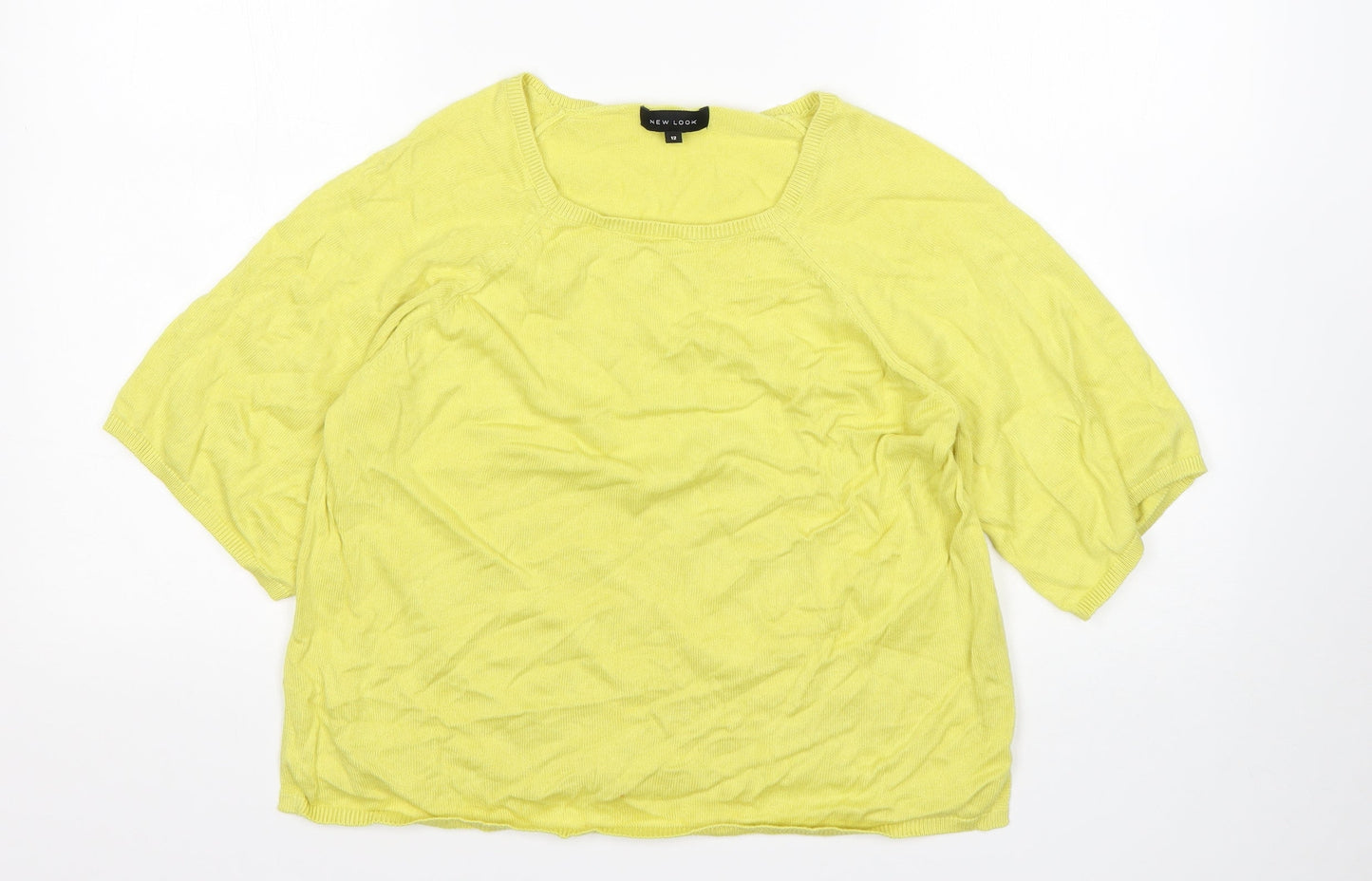 New Lok Womens Green Square Neck  Viscose Pullover Jumper Size 12