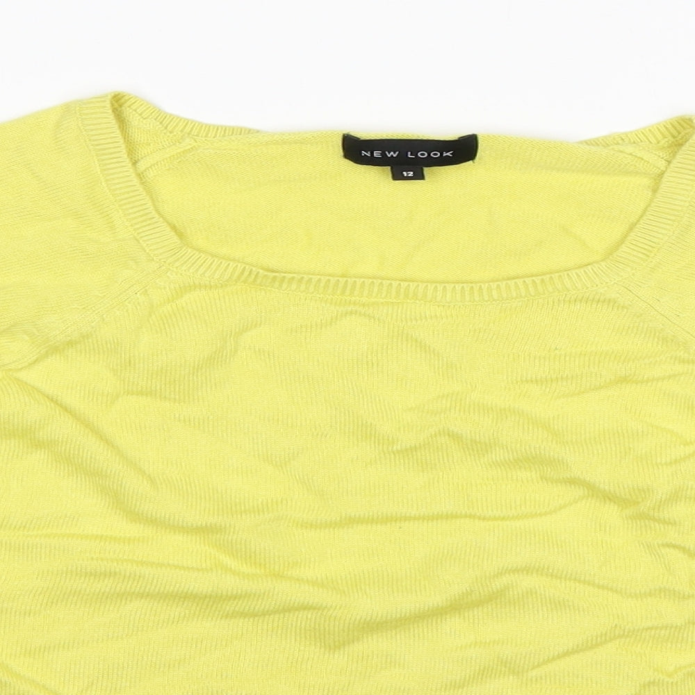 New Lok Womens Green Square Neck  Viscose Pullover Jumper Size 12