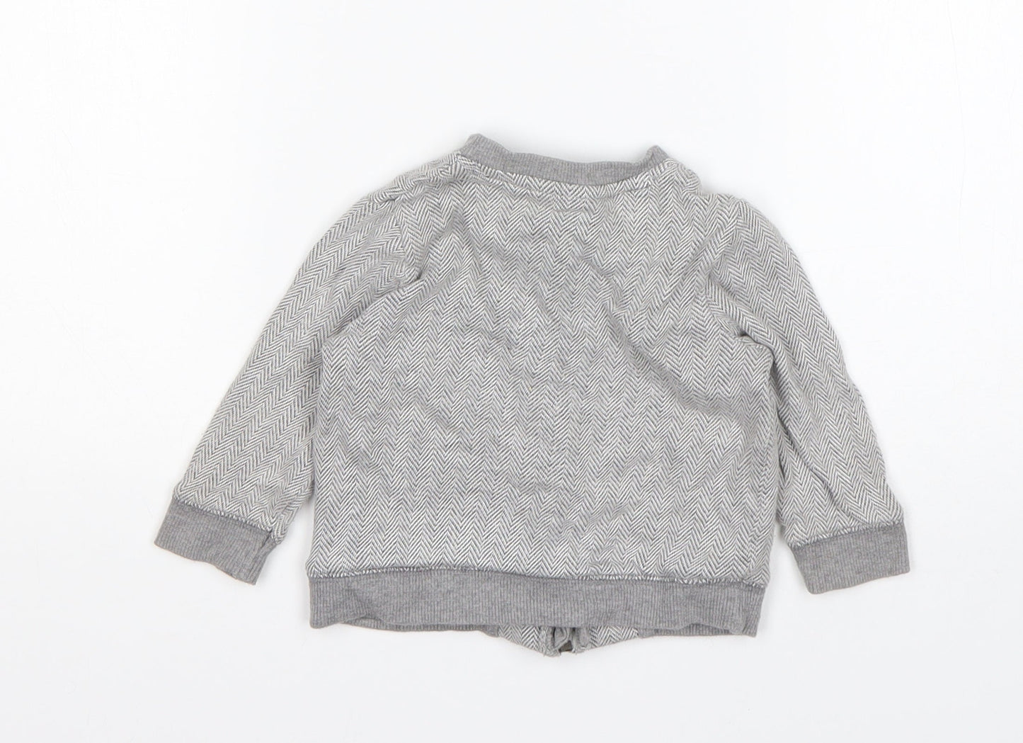 F&F Boys Grey Herringbone  Jacket Coatigan Size 3-6 Months