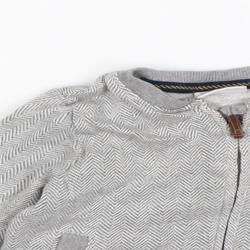 F&F Boys Grey Herringbone  Jacket Coatigan Size 3-6 Months