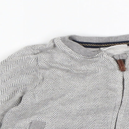 F&F Boys Grey Herringbone  Jacket Coatigan Size 3-6 Months