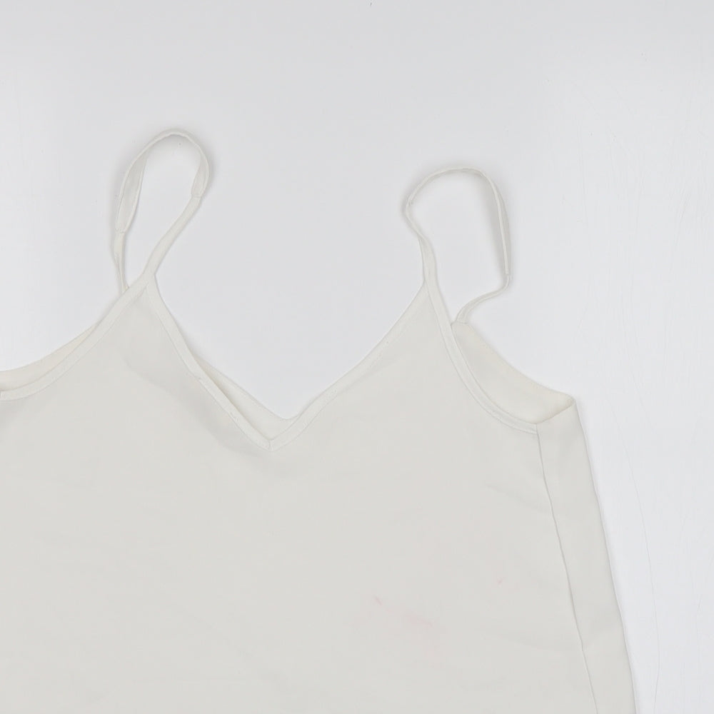 Womens UK Size 8 River Island White Basic Tank