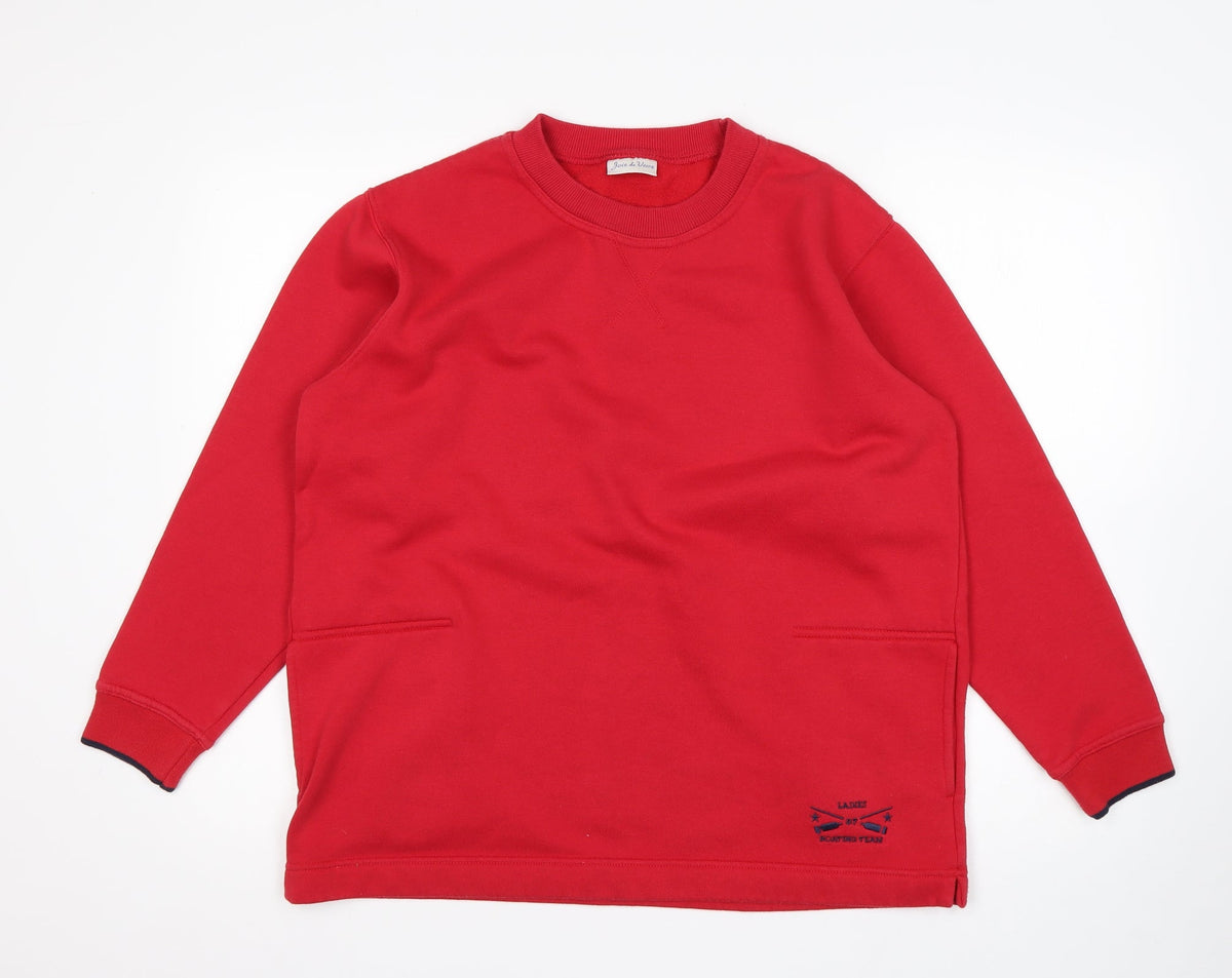Additional front view of JOIE DE VIURE women’s red polyester pullover sweatshirt, size UK 10