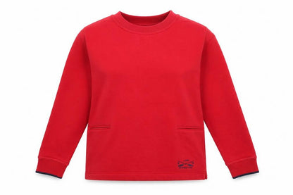 Front view of JOIE DE VIURE women’s red polyester pullover sweatshirt, size UK 10