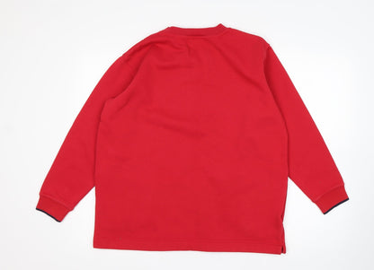 Back view of JOIE DE VIURE women’s red polyester pullover sweatshirt, size UK 10