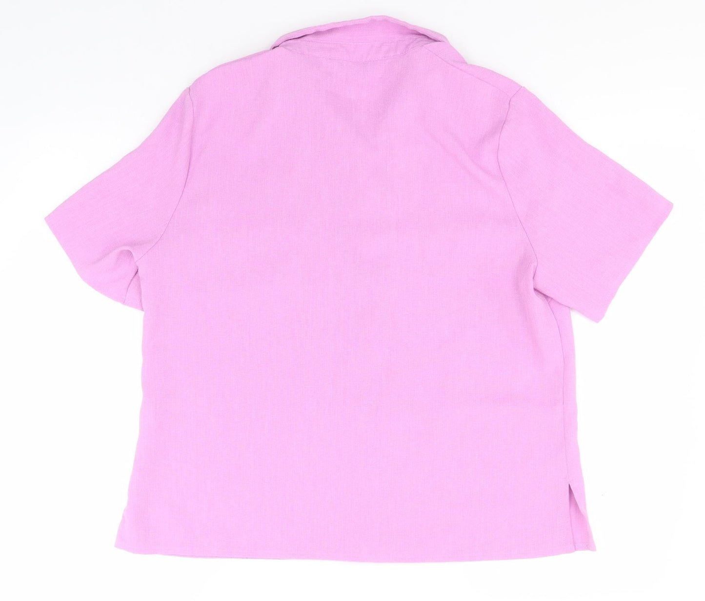 EWM Womens Pink  Polyester Basic Button-Up Size 16 Collared