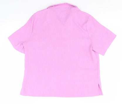 EWM Womens Pink  Polyester Basic Button-Up Size 16 Collared