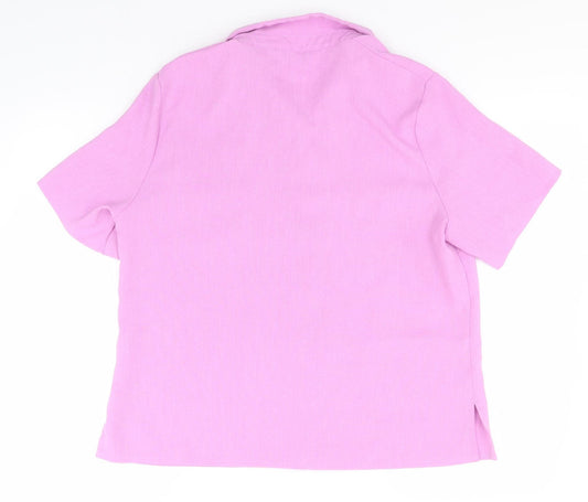 EWM Womens Pink  Polyester Basic Button-Up Size 16 Collared