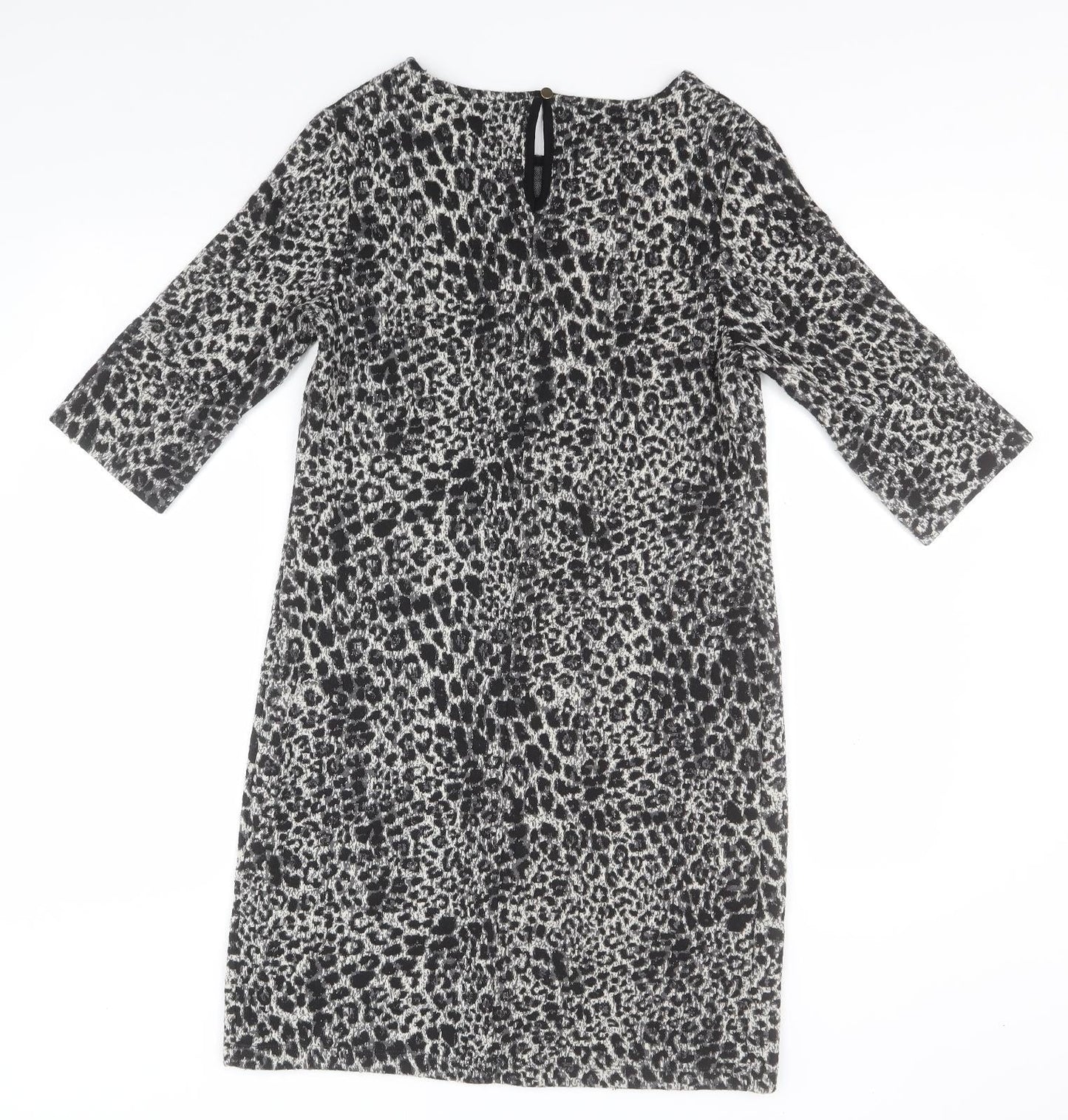 Dorothy Perkins Womens Grey Animal Print Polyester Pencil Dress  Size 10  Round Neck