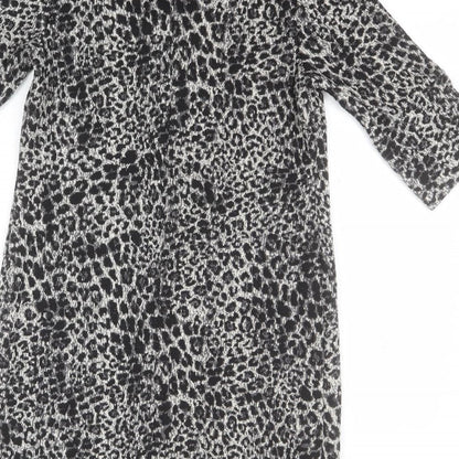 Dorothy Perkins Womens Grey Animal Print Polyester Pencil Dress  Size 10  Round Neck