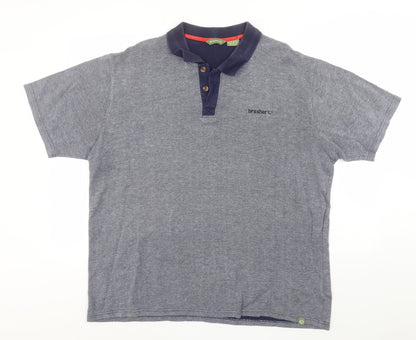 brasher Mens Blue  Cotton  Polo Size 2XL Collared