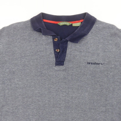 brasher Mens Blue  Cotton  Polo Size 2XL Collared