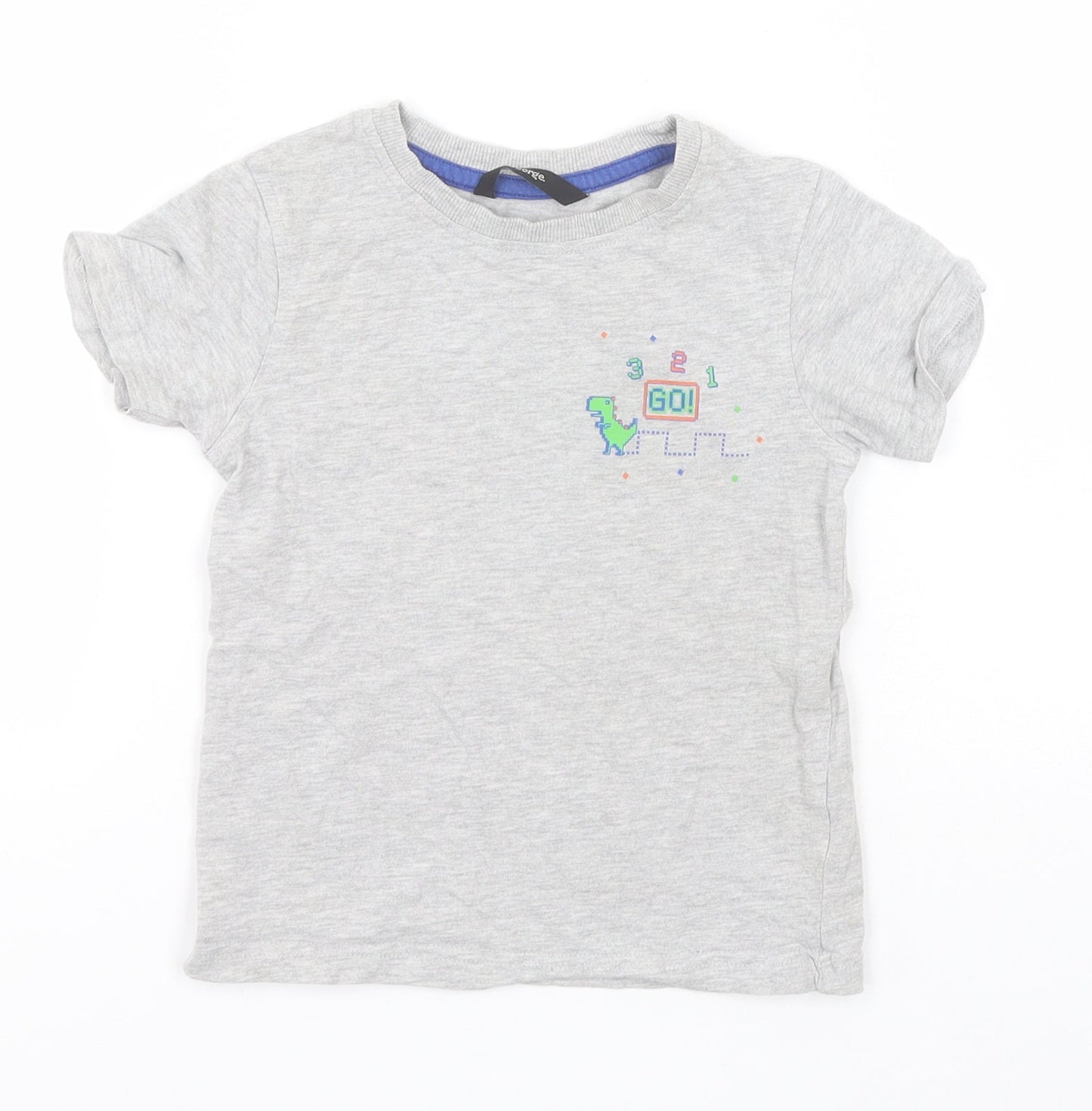 George Boys Grey  Cotton Basic T-Shirt Size 3-4 Years Round Neck  - Dinosaur