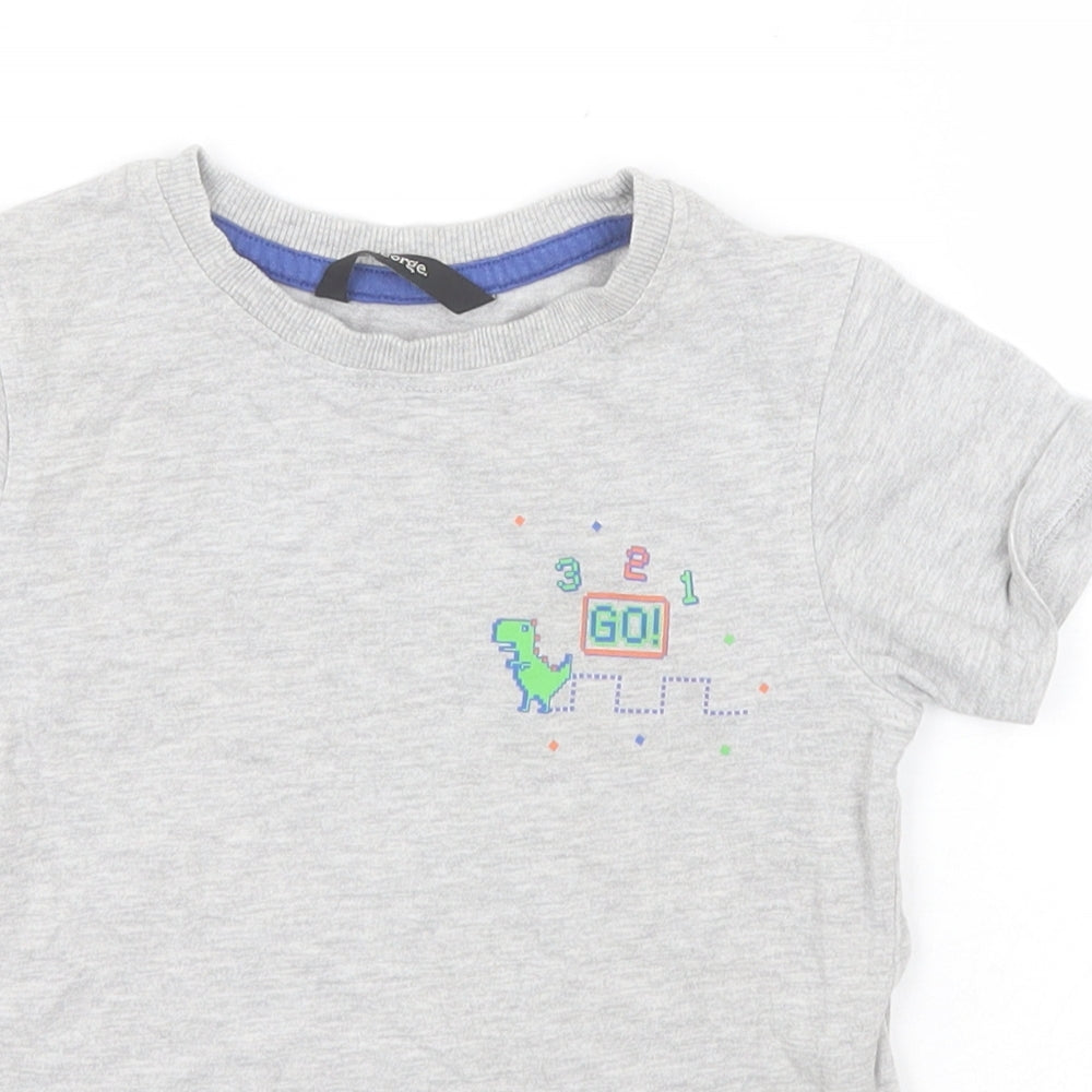 George Boys Grey  Cotton Basic T-Shirt Size 3-4 Years Round Neck  - Dinosaur