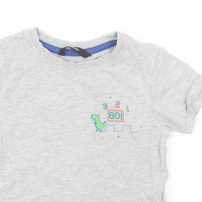 George Boys Grey  Cotton Basic T-Shirt Size 3-4 Years Round Neck  - Dinosaur