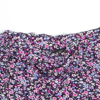 Primark Girls Black Floral Viscose Paperbag Shorts Size 2-3 Years  Regular Drawstring - Pink Purple White flowers