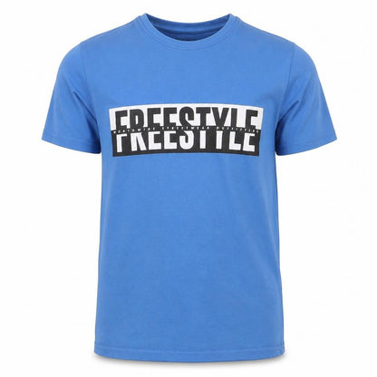 Front view of Primark boys’ blue cotton basic t-shirt, size 9-10, years round neck pullover - sky blue freestyle