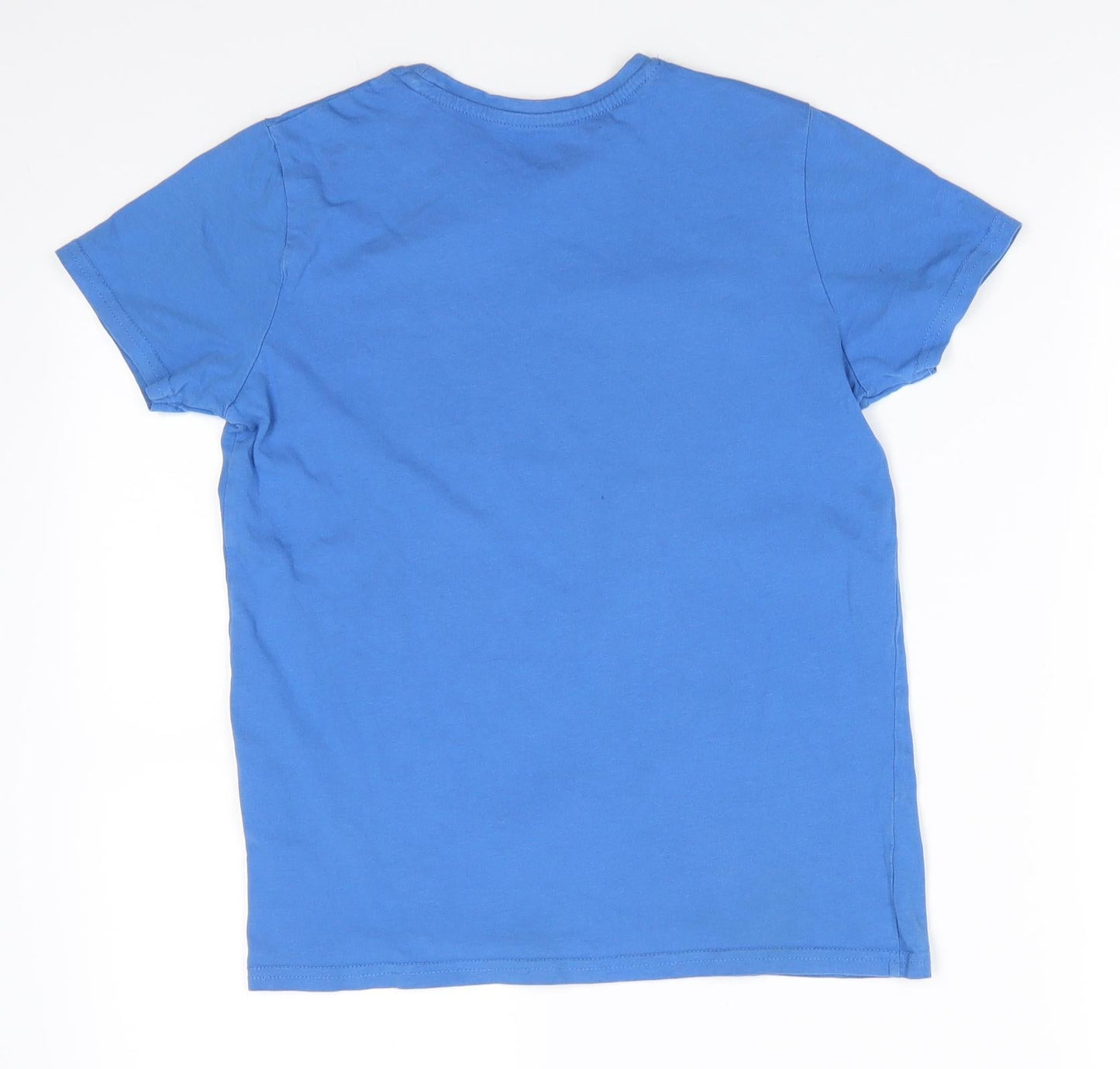 Primark Boys Blue  Cotton Basic T-Shirt Size 9-10 Years Round Neck Pullover - Sky Blue Freestyle