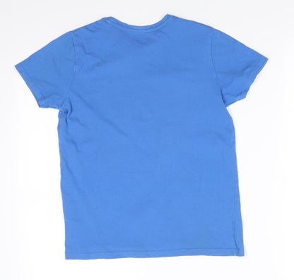 Primark Boys Blue  Cotton Basic T-Shirt Size 9-10 Years Round Neck Pullover - Sky Blue Freestyle