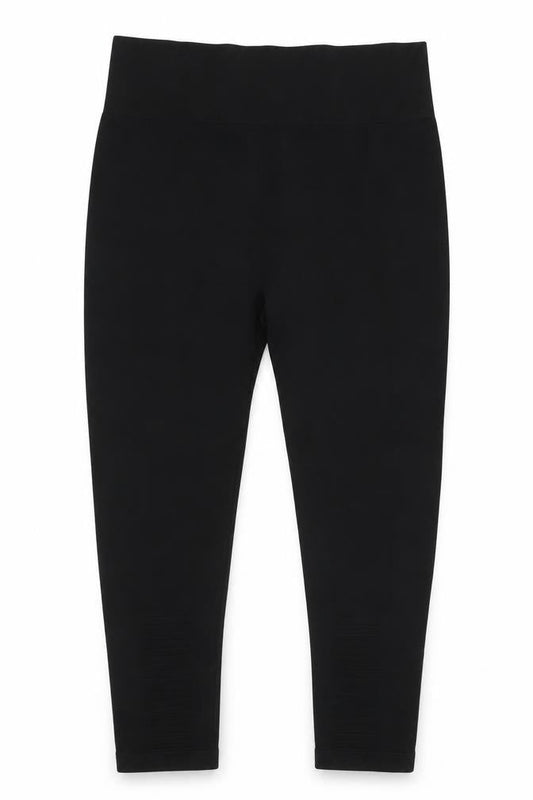 Workout Womens Black  Polyester Cropped Leggings Size L L25 in Regular Pullover - Leggings