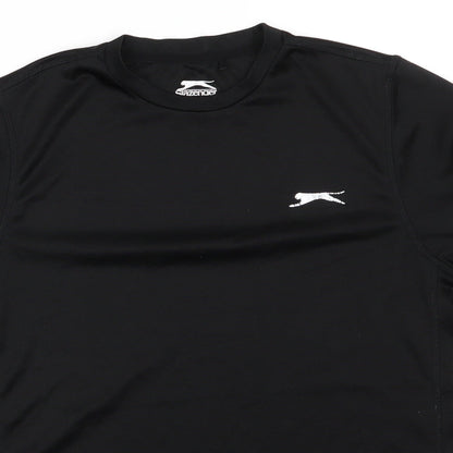 Slazenger Mens Black Animal Print Polyester Basic T-Shirt Size XS Round Neck Pullover - Slazenger CoolPass White trim arms & hemline