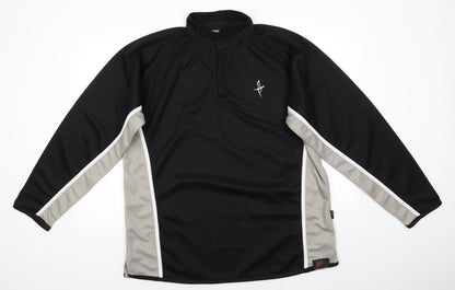 Falcon Mens Black  Polyester Henley Sweatshirt    - Black & Taupe Colour Block