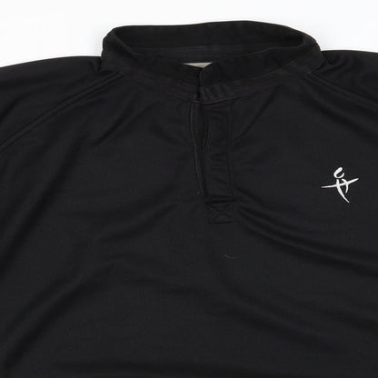 Falcon Mens Black  Polyester Henley Sweatshirt    - Black & Taupe Colour Block