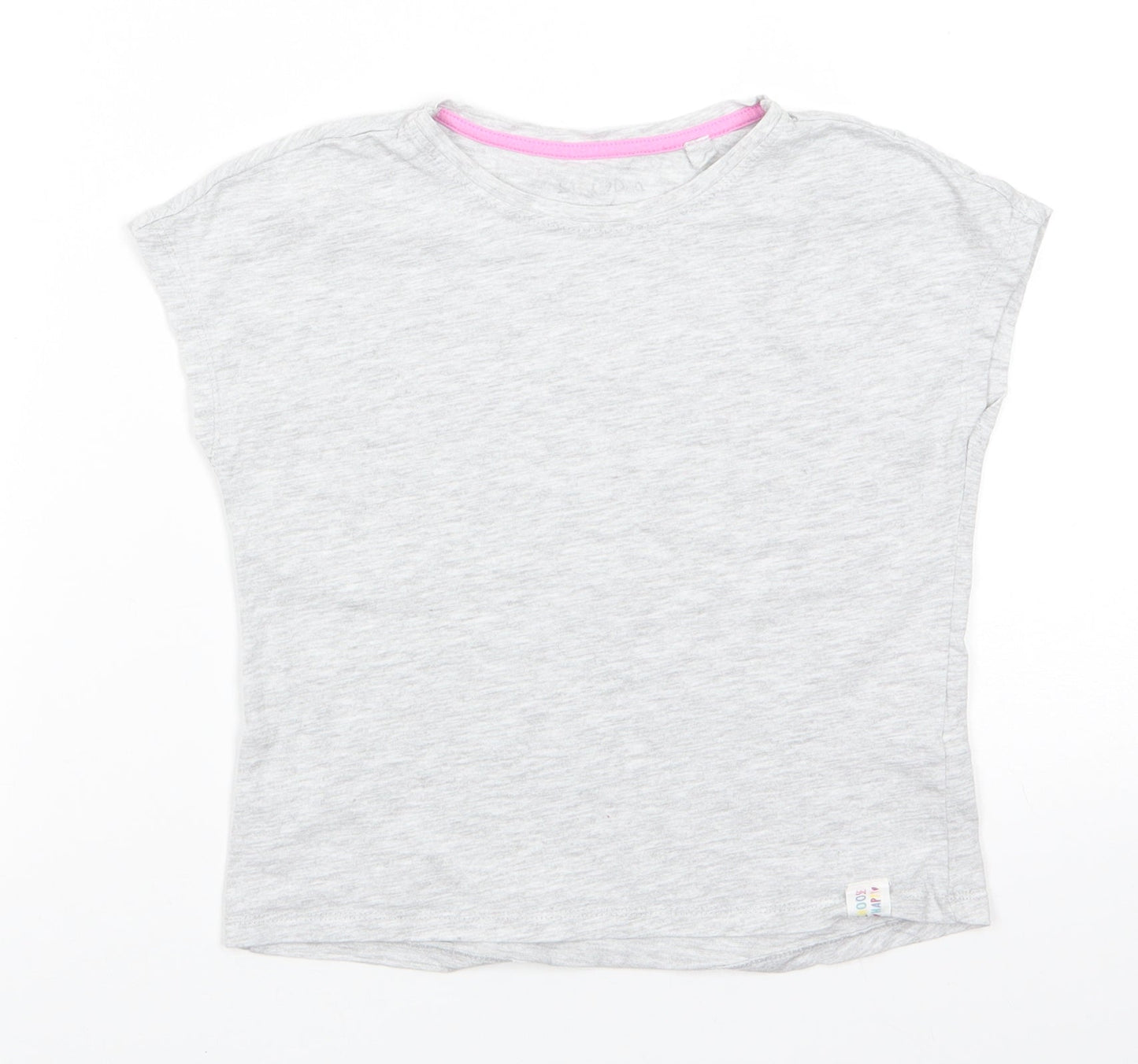 Lily & Dan Girls Grey  Cotton Basic T-Shirt Size 9-10 Years Round Neck Pullover - Pale grey mix