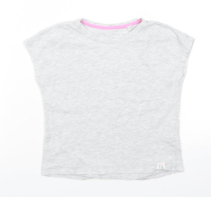 Lily & Dan Girls Grey  Cotton Basic T-Shirt Size 9-10 Years Round Neck Pullover - Pale grey mix