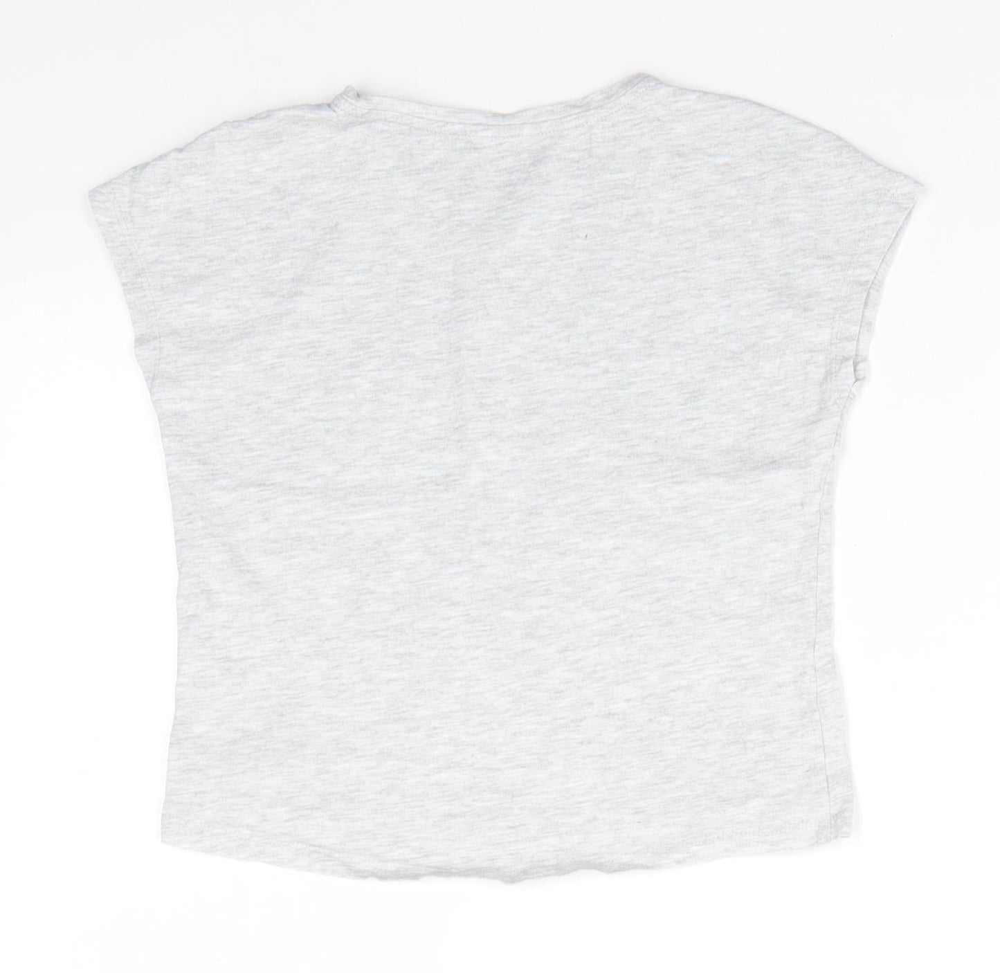 Lily & Dan Girls Grey  Cotton Basic T-Shirt Size 9-10 Years Round Neck Pullover - Pale grey mix