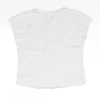 Lily & Dan Girls Grey  Cotton Basic T-Shirt Size 9-10 Years Round Neck Pullover - Pale grey mix
