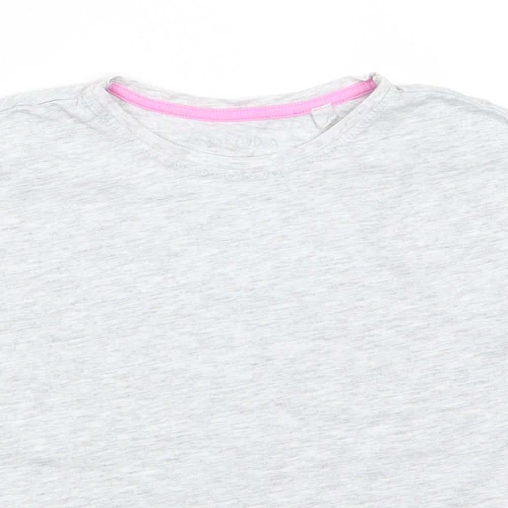 Lily & Dan Girls Grey  Cotton Basic T-Shirt Size 9-10 Years Round Neck Pullover - Pale grey mix