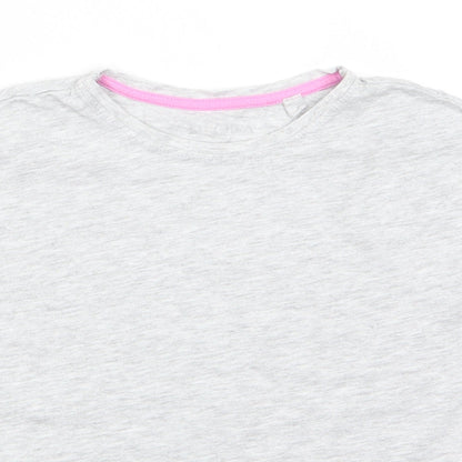 Lily & Dan Girls Grey  Cotton Basic T-Shirt Size 9-10 Years Round Neck Pullover - Pale grey mix