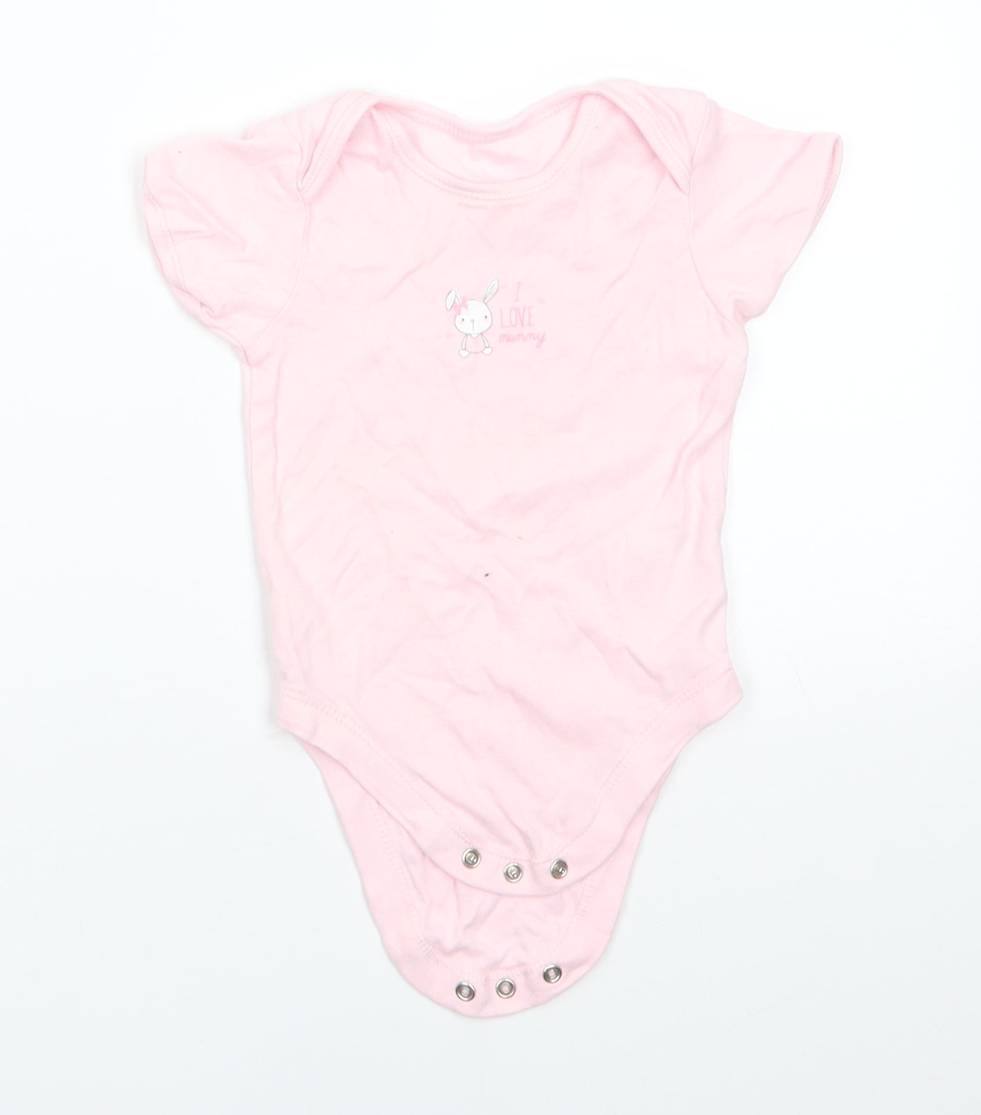 George Girls Pink Animal Print Cotton Romper One-Piece Size 9-12 Months  Snap - Rabbit I Love Mummy Pale pink