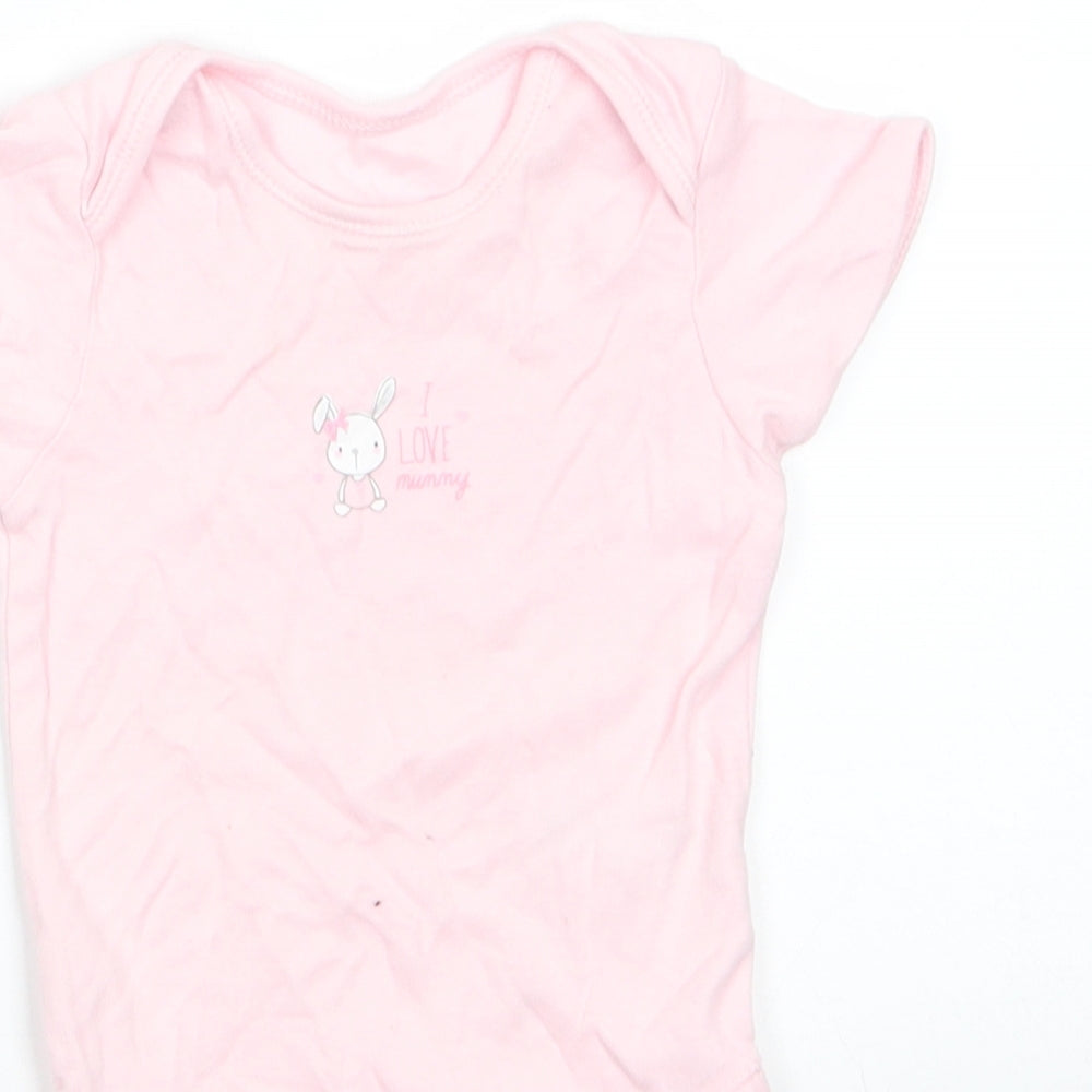 George Girls Pink Animal Print Cotton Romper One-Piece Size 9-12 Months  Snap - Rabbit I Love Mummy Pale pink