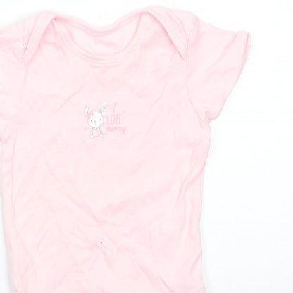 George Girls Pink Animal Print Cotton Romper One-Piece Size 9-12 Months  Snap - Rabbit I Love Mummy Pale pink